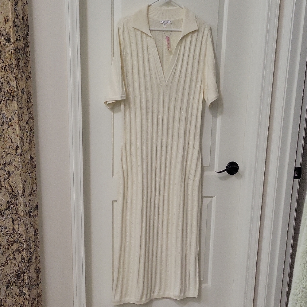 Elegant Cream Knit Dress